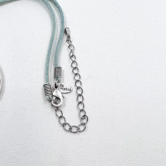 πHPπ Lia Sophia Abstract Enameled Abalone Silver Tone Pendant 16β Necklace - Picture 7 of 7